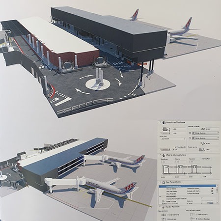 BIM model representing airport stands